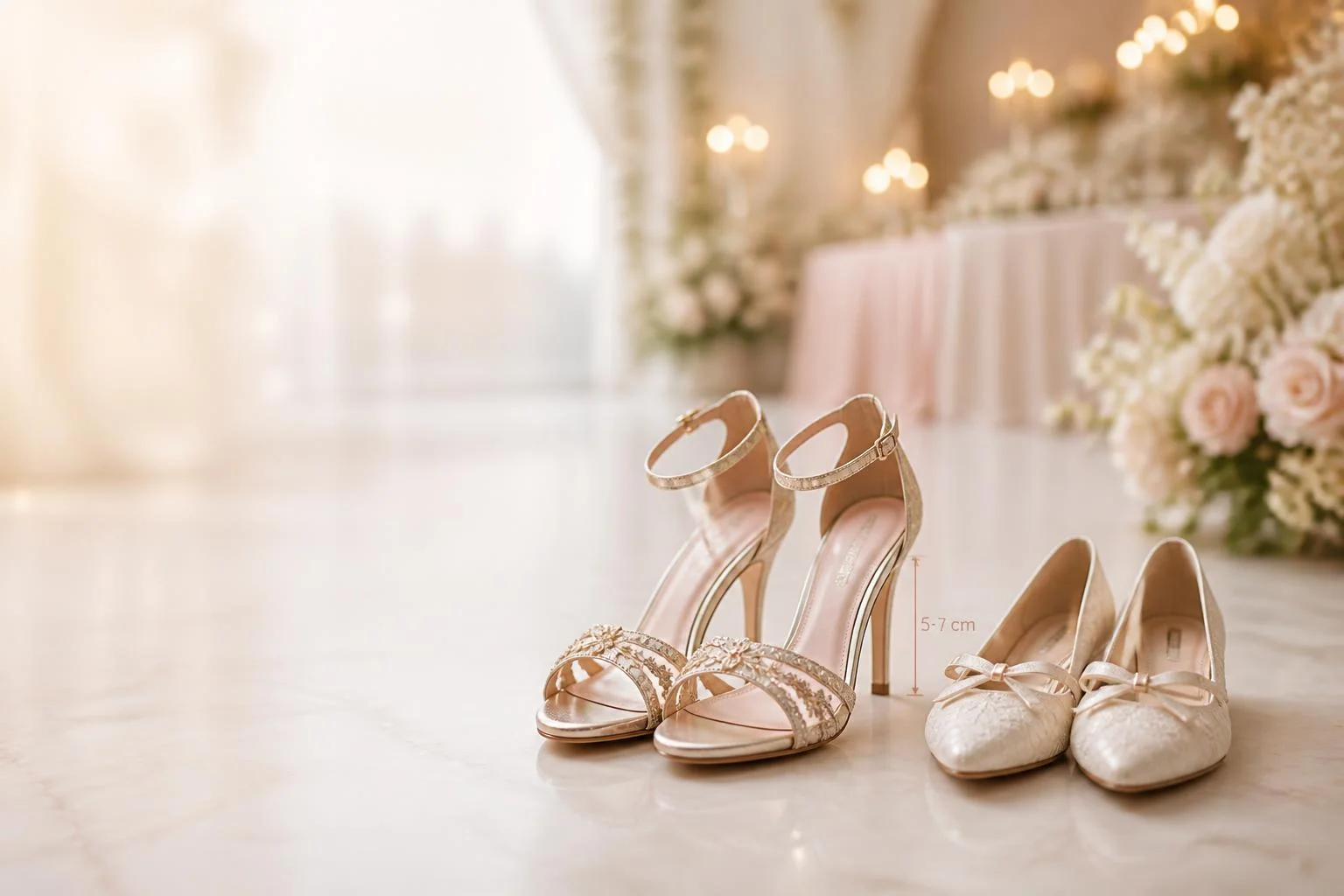 Chaussures de mariage : 5 à 7 cm, maintien & seconde paire