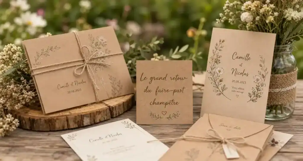Le grand retour en force du faire-part de mariage champêtre