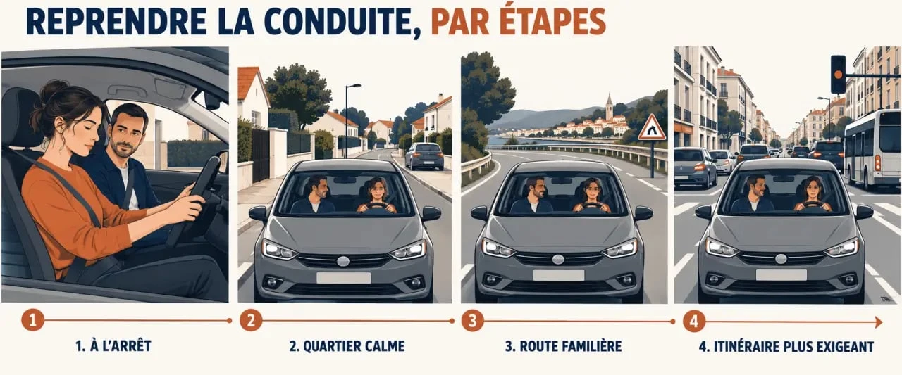 Amaxophobie traitement : étapes de reprise progressive de la conduite