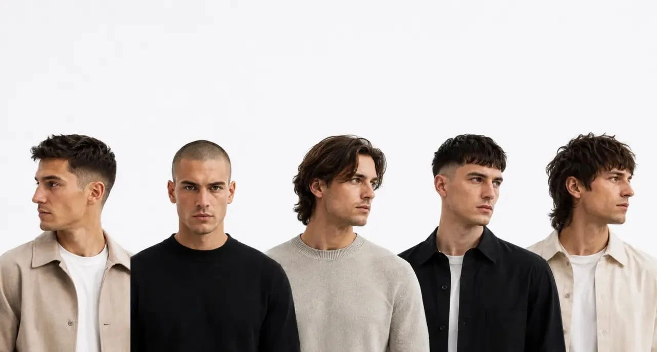Coupe homme tendance avec taper, buzz cut, flow haircut, French crop et mulet moderne