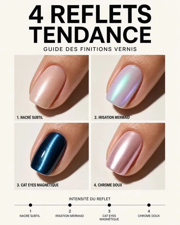 Tendance vernis à ongles : effets nacré, mermaid, cat eyes et chrome doux