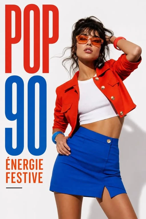 Tenue année 90 pop avec crop top et mini-jupe