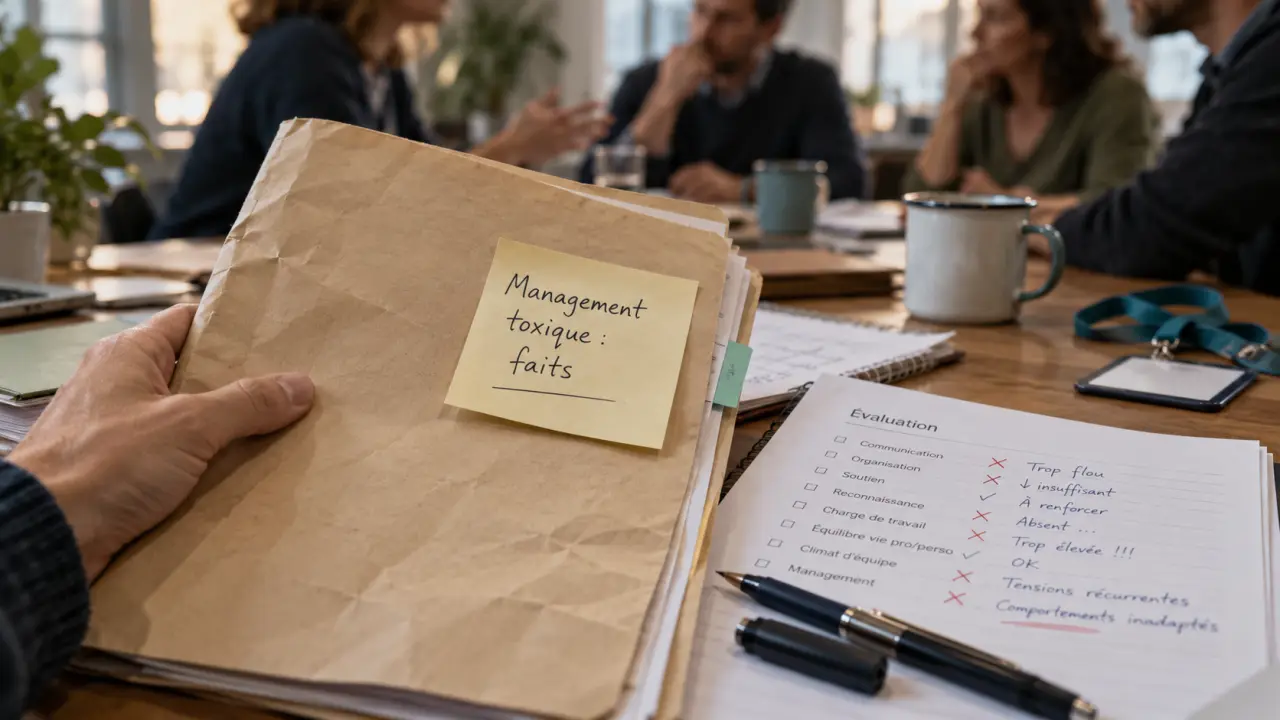 management toxique exemple : humiliation au bureau, dossier et évaluation